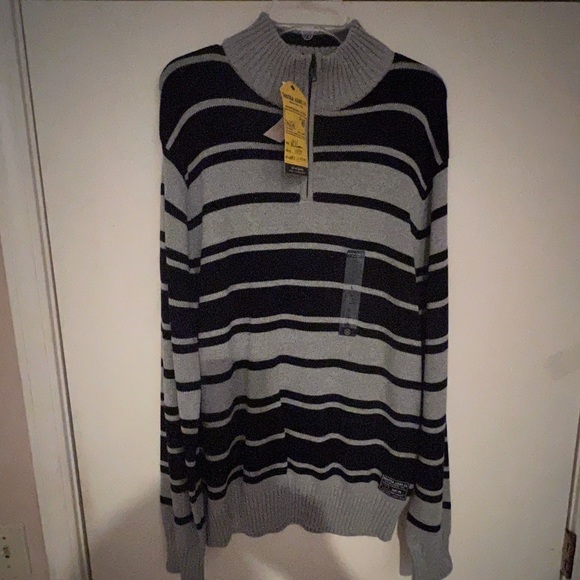Mens 1/4 Zip Grey and Blue Sweater from NauticaNWT